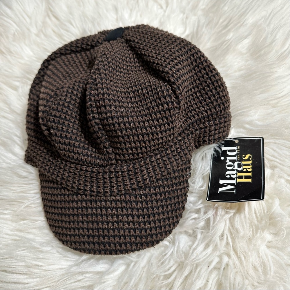 Magid Beret Brown & Black Lined Garter Stretch.